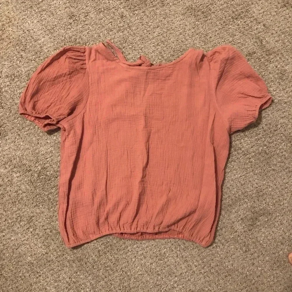 Eden & Olivia 100% Cotton Blush Pink Gauzy Top with Tie back Women's size Large - Picture 2 of 9
